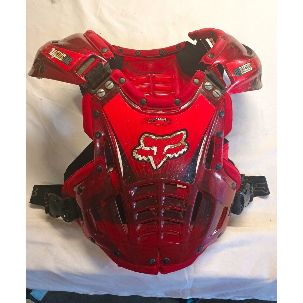 Vintage Fox Racing Chest Protector Roost Deflector Red Adult Large Motocross